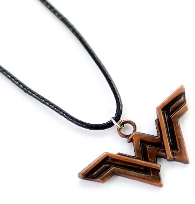 AZ215 Brown W Pendant on Leather Cord Necklace with FREE Earrings alice Necklaces AZ215 Brown W Pendant on Leather Cord Necklace with FREE Earrings alice Necklaces
