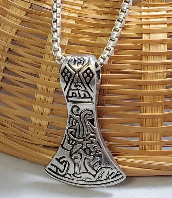 AZ542 Silver Viking Axe Pendant Necklace with FREE EARRINGS alice Necklaces