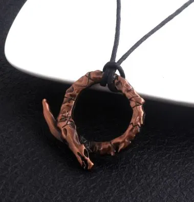 AZ564 Bronze Python on Leather Cord Necklace with FREE Earrings polly Necklaces