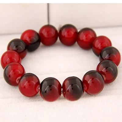 B425 Red Glass Heavy Bead Bracelet 02 Bracelets