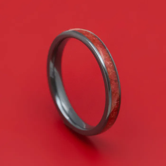 Black Zirconium and Coral Ring Custom Made Lashbrook Rings