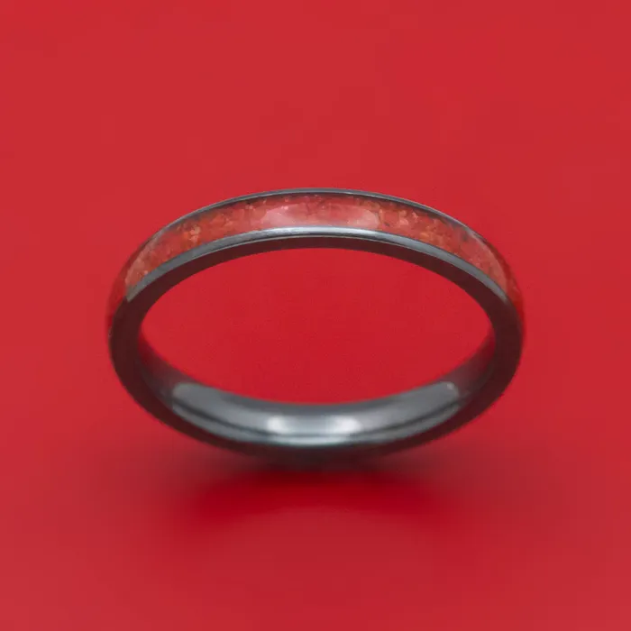 Black Zirconium and Coral Ring Custom Made Lashbrook Rings Black Zirconium and Coral Ring Custom Made Lashbrook Rings