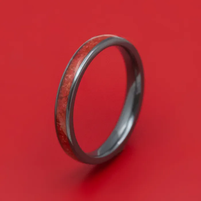 Black Zirconium and Coral Ring Custom Made Lashbrook Rings Black Zirconium and Coral Ring Custom Made Lashbrook Rings