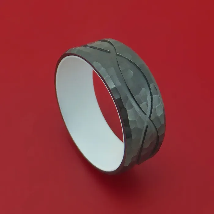 Black Zirconium Ring with Infinity Milled Celtic Design Inlay and Interior Cerakote Sleeve Custom Made Band Lashbrook Rings Black Zirconium Ring with Infinity Milled Celtic Design Inlay and Interior Cerakote Sleeve Custom Made Band Lashbrook Rings