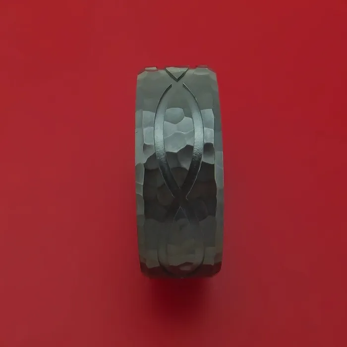 Black Zirconium Ring with Infinity Milled Celtic Design Inlay and Interior Cerakote Sleeve Custom Made Band Lashbrook Rings Black Zirconium Ring with Infinity Milled Celtic Design Inlay and Interior Cerakote Sleeve Custom Made Band Lashbrook Rings