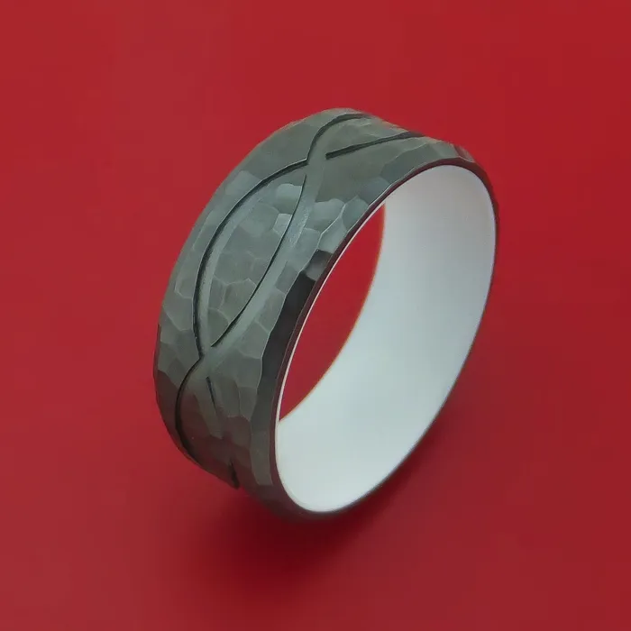 Black Zirconium Ring with Infinity Milled Celtic Design Inlay and Interior Cerakote Sleeve Custom Made Band Lashbrook Rings Black Zirconium Ring with Infinity Milled Celtic Design Inlay and Interior Cerakote Sleeve Custom Made Band Lashbrook Rings