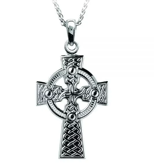 Boru Necklaces Silver Cross Traditional Celtic Knot Large
