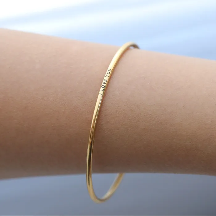 Bracelets 18K GoldFilled Customized Engraved Bracelet Personalized Name Bracelet 2MM Jewelvers