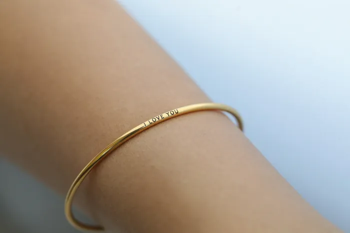 Bracelets 18K GoldFilled Customized Engraved Bracelet Personalized Name Bracelet 2MM Jewelvers