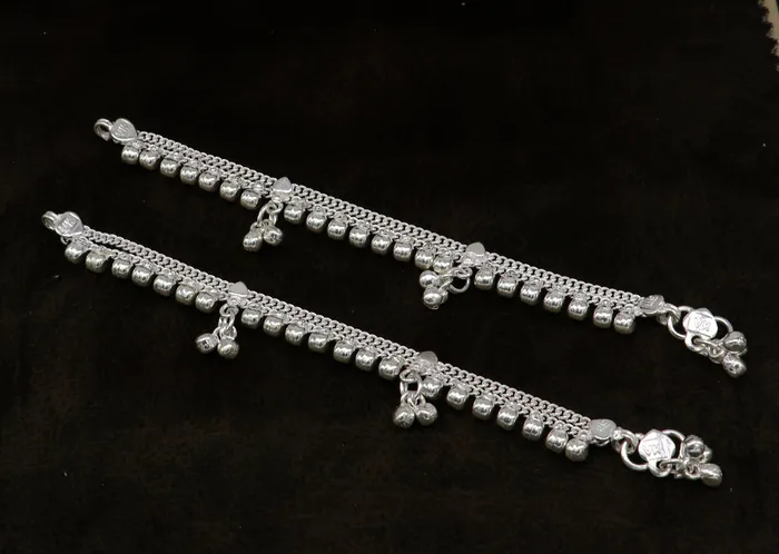 Bracelets 5 Vintage fancy style customized Sterling silver baby anklets charm ankle bracelet best kids gifting jewelry birthday gift india ank288 TRIBAL ORNAMENTS