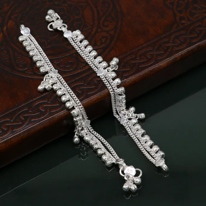 Bracelets 5 Vintage fancy style customized Sterling silver baby anklets charm ankle bracelet best kids gifting jewelry birthday gift india ank288 TRIBAL ORNAMENTS Bracelets 5 Vintage fancy style customized Sterling silver baby anklets charm ankle bracelet best kids gifting jewelry birthday gift india ank288 TRIBAL ORNAMENTS