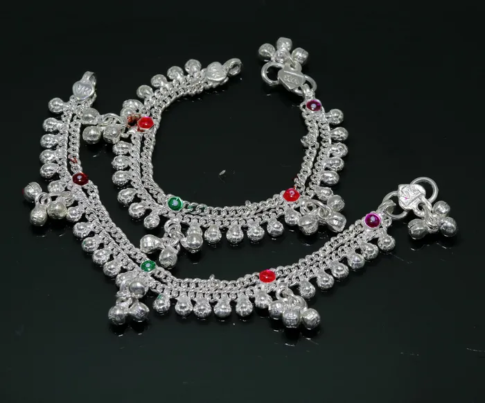 Bracelets 60 sterling silver handmade baby kids ankle bracelet noisy sound bells customized charm anklets jewelry belly dance gifting jewelry ank202 TRIBAL ORNAMENTS Bracelets 60 sterling silver handmade baby kids ankle bracelet noisy sound bells customized charm anklets jewelry belly dance gifting jewelry ank202 TRIBAL ORNAMENTS