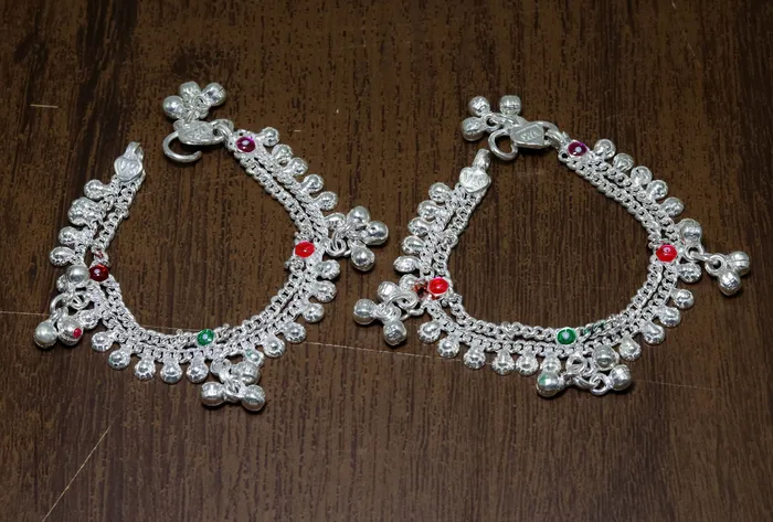 Bracelets 60 sterling silver handmade baby kids ankle bracelet noisy sound bells customized charm anklets jewelry belly dance gifting jewelry ank202 TRIBAL ORNAMENTS Bracelets 60 sterling silver handmade baby kids ankle bracelet noisy sound bells customized charm anklets jewelry belly dance gifting jewelry ank202 TRIBAL ORNAMENTS
