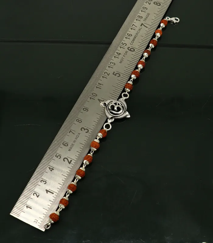 Bracelets 925 sterling silver custom Aum OM design rudraksha Rakhi Bracelet special personalized gift for your brother rk009 TRIBAL ORNAMENTS