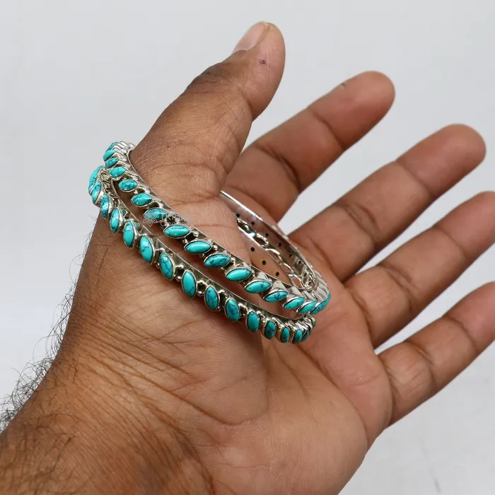 Bracelets 925 sterling silver customized vintage antique design turquoise stone bangle bracelet kada best gift for brides ethnic jewelry nba388 TRIBAL ORNAMENTS