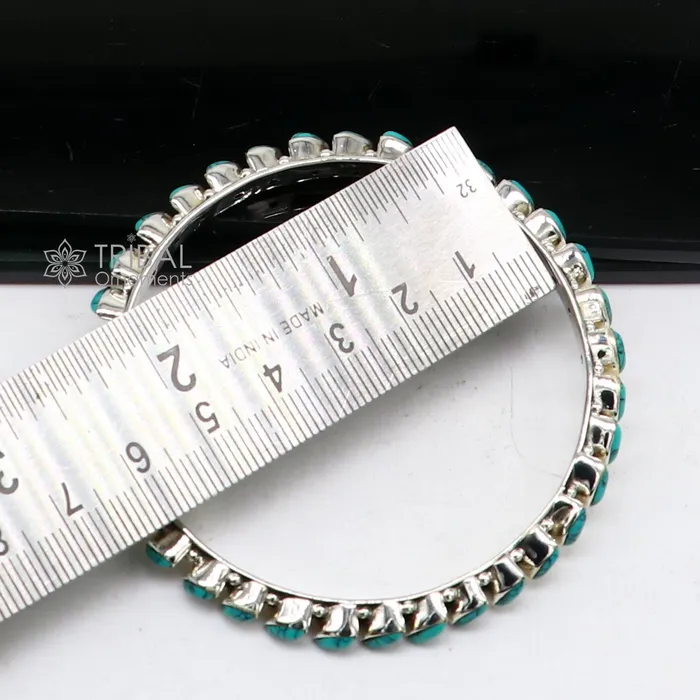 Bracelets 925 sterling silver customized vintage antique design turquoise stone bangle bracelet kada best gift for brides ethnic jewelry nba388 TRIBAL ORNAMENTS