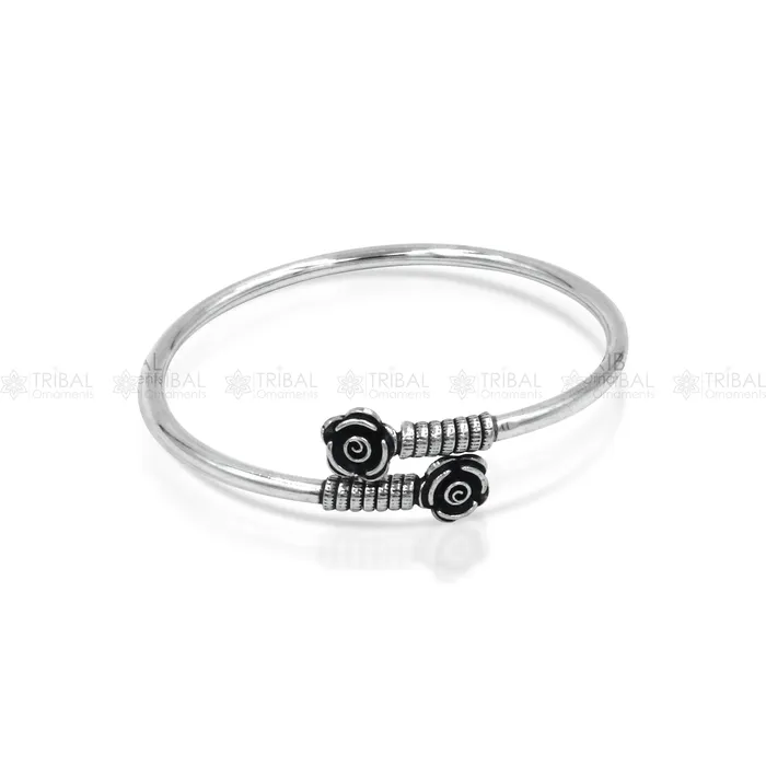Bracelets 925 sterling silver handmade flower design stylish kada bangle bracelet tribal jewelry nsk871 TRIBAL ORNAMENTS