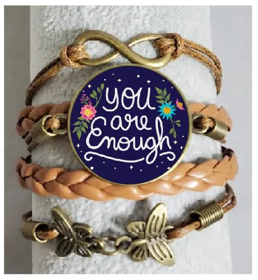 Bracelets AZ1542 Brown You Are Enough Leather Layered Bracelet polly