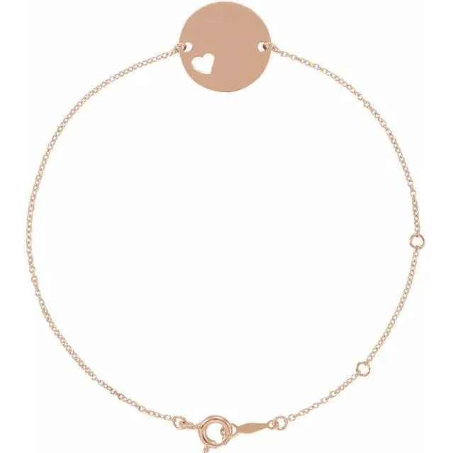 Bracelets Fire Brilliance Pierced Heart Engravable Disc 78 Bracelet