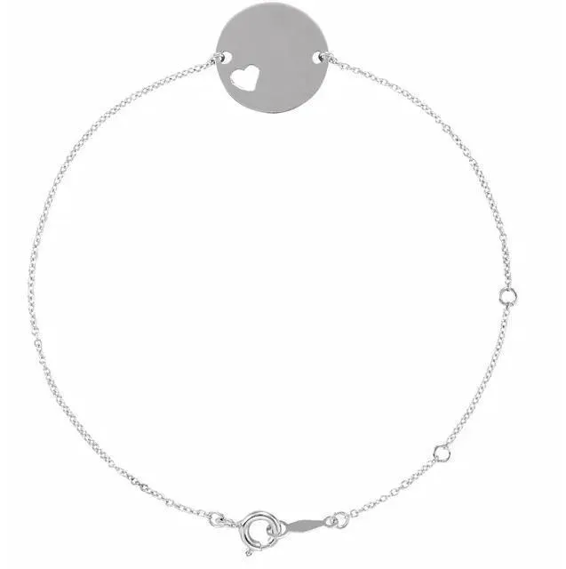 Bracelets Fire Brilliance Pierced Heart Engravable Disc 78 Bracelet
