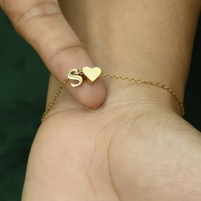Bracelets Jewelvers 14K GoldFilled Heart Initial Bracelet Custom Bracelet Letter Bracelets Bracelets Jewelvers 14K GoldFilled Heart Initial Bracelet Custom Bracelet Letter Bracelets