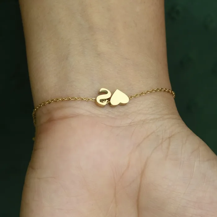 Bracelets Jewelvers 14K GoldFilled Heart Initial Bracelet Custom Bracelet Letter Bracelets Bracelets Jewelvers 14K GoldFilled Heart Initial Bracelet Custom Bracelet Letter Bracelets
