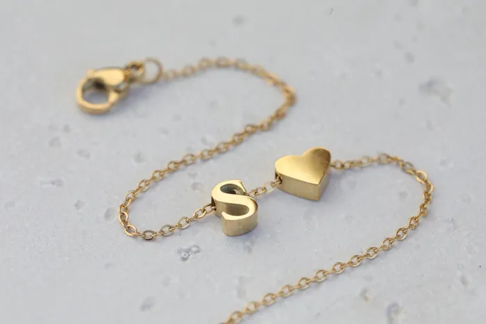 Bracelets Jewelvers 14K GoldFilled Heart Initial Bracelet Custom Bracelet Letter Bracelets Bracelets Jewelvers 14K GoldFilled Heart Initial Bracelet Custom Bracelet Letter Bracelets