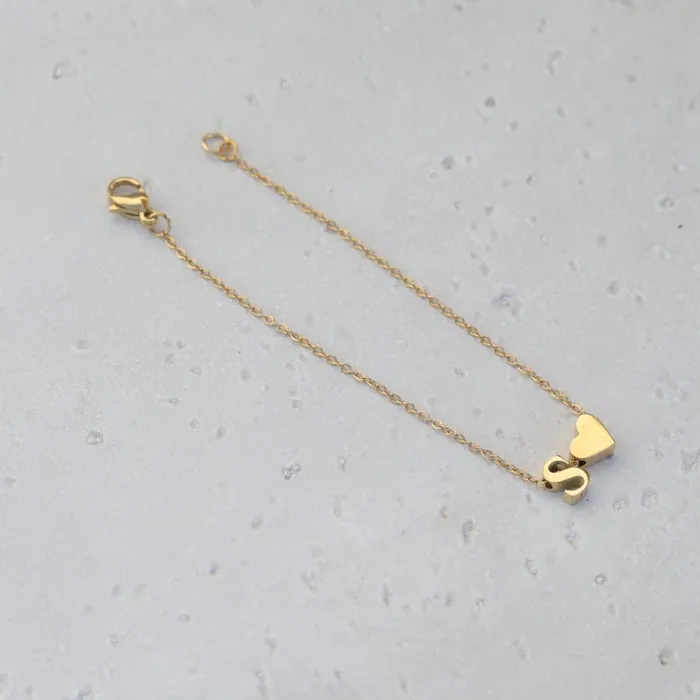 Bracelets Jewelvers 14K GoldFilled Heart Initial Bracelet Custom Bracelet Letter Bracelets Bracelets Jewelvers 14K GoldFilled Heart Initial Bracelet Custom Bracelet Letter Bracelets