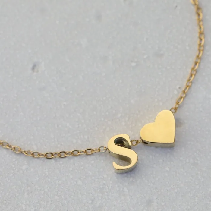 Bracelets Jewelvers 14K GoldFilled Heart Initial Bracelet Custom Bracelet Letter Bracelets Bracelets Jewelvers 14K GoldFilled Heart Initial Bracelet Custom Bracelet Letter Bracelets