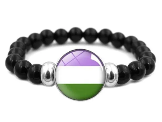 Bracelets POLLY B1043 Lavender Green Pride Black Bead Bracelet