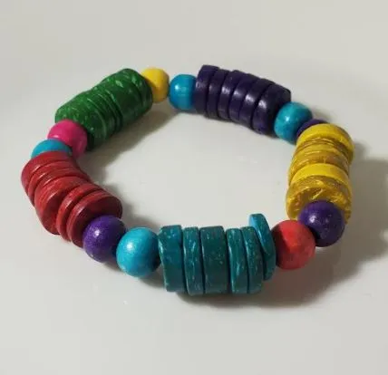 Bracelets Polly B40 Multi Color Wooden Bead Bracelet