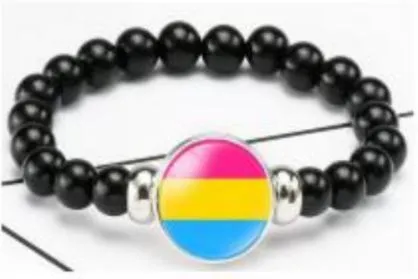 Bracelets POLLY B979 Pink Yellow Blue Pride Black Bead Bracelet