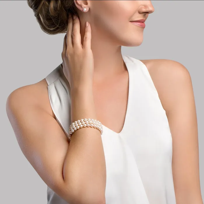 Bracelets SPT Hanadama Akoya Triple Pearl Bracelet with Diamonds