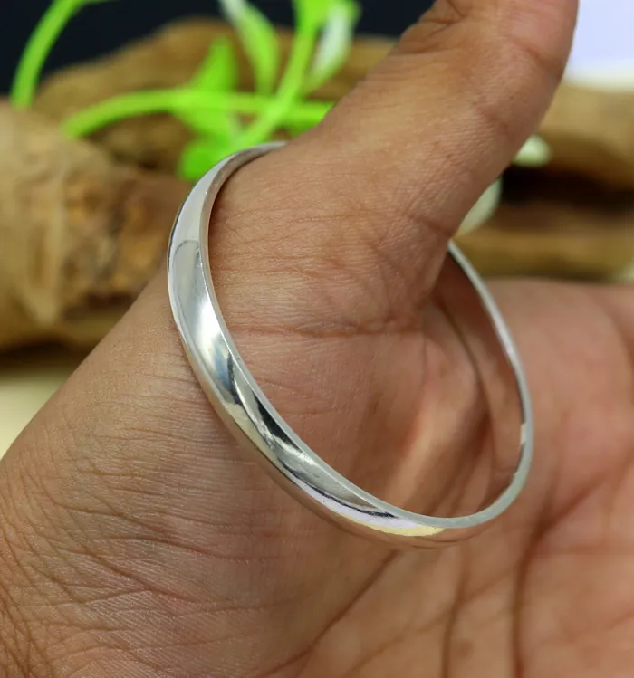 Bracelets TRIBAL ORNAMENTS 6mm 925 Sterling silver handmade solid kada baby bracelet bangle for unisex amazing sikha punjabi kada solid silver kids jewelry nsk469