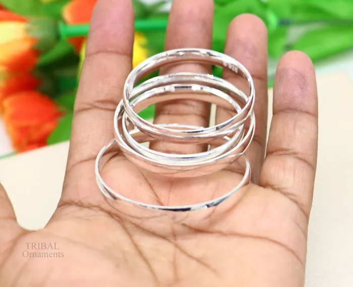 Bracelets TRIBAL ORNAMENTS 6mm 925 Sterling silver handmade solid kada baby bracelet bangle for unisex amazing sikha punjabi kada solid silver kids jewelry nsk469