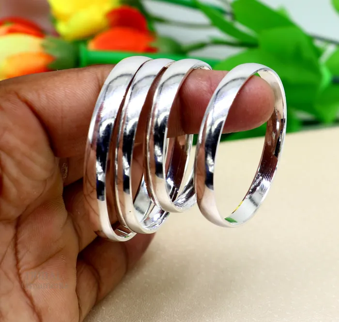 Bracelets TRIBAL ORNAMENTS 6mm 925 Sterling silver handmade solid kada baby bracelet bangle for unisex amazing sikha punjabi kada solid silver kids jewelry nsk469