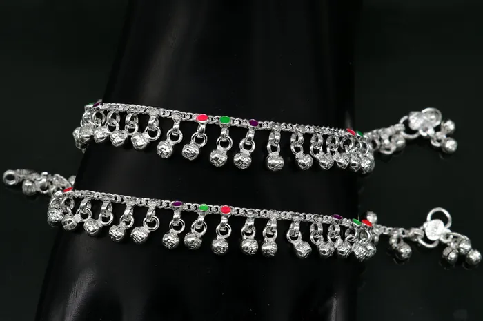 Bracelets TRIBAL ORNAMENTS 7 inches long custom amazing waved jingling bells baby anklets special gift for your princes babyteenager anklets foot bracelet ank371