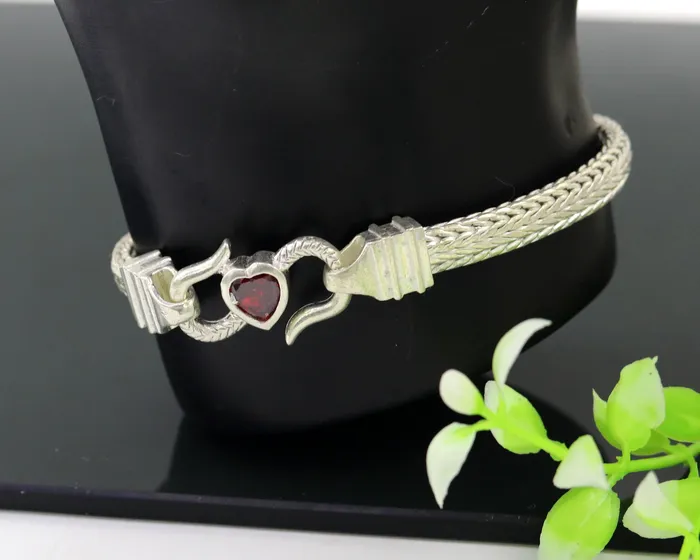 Bracelets TRIBAL ORNAMENTS 82 inches handmade solid silver gorgeous design gope chain bracelet with Jai Mata Di design excellent unisex tribal bracelet sbr158
