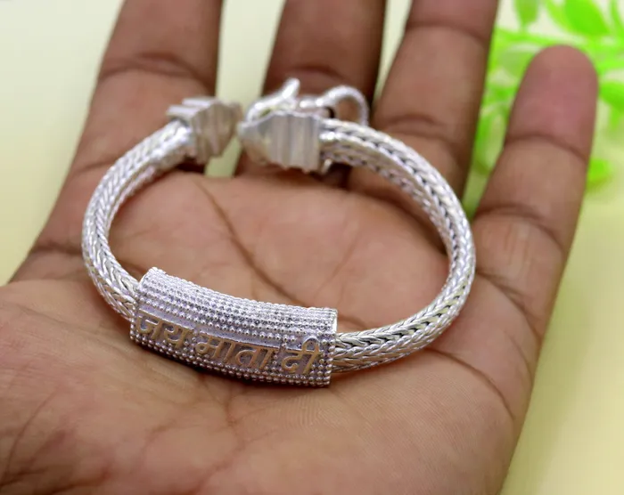 Bracelets TRIBAL ORNAMENTS 82 inches handmade solid silver gorgeous design gope chain bracelet with Jai Mata Di design excellent unisex tribal bracelet sbr158