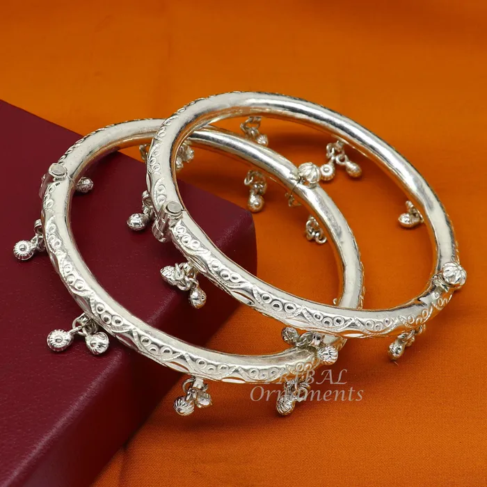 Bracelets TRIBAL ORNAMENTS 925 sterling silver charming jingling bells gorgeous cultural foot kada ankle bracelet tribal ethnic silver belly dance jewelry nsfk92