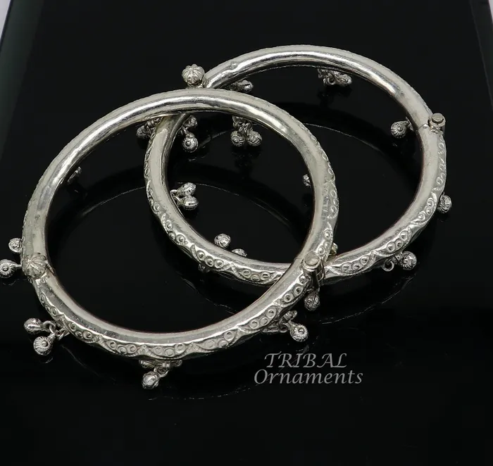 Bracelets TRIBAL ORNAMENTS 925 sterling silver charming jingling bells gorgeous cultural foot kada ankle bracelet tribal ethnic silver belly dance jewelry nsfk92