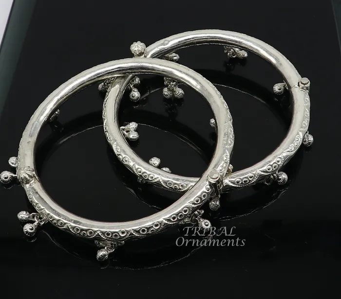 Bracelets TRIBAL ORNAMENTS 925 sterling silver charming jingling bells gorgeous cultural foot kada ankle bracelet tribal ethnic silver belly dance jewelry nsfk92