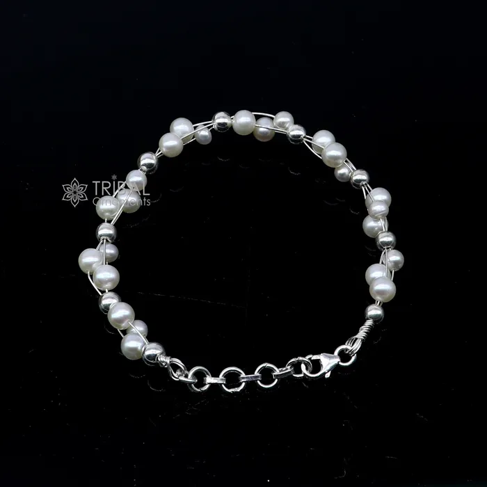Bracelets TRIBAL ORNAMENTS 925 sterling silver handmade customized beaded bracelet awesome natural pearl unisex bracelet gifting jewellery for girls sbr744