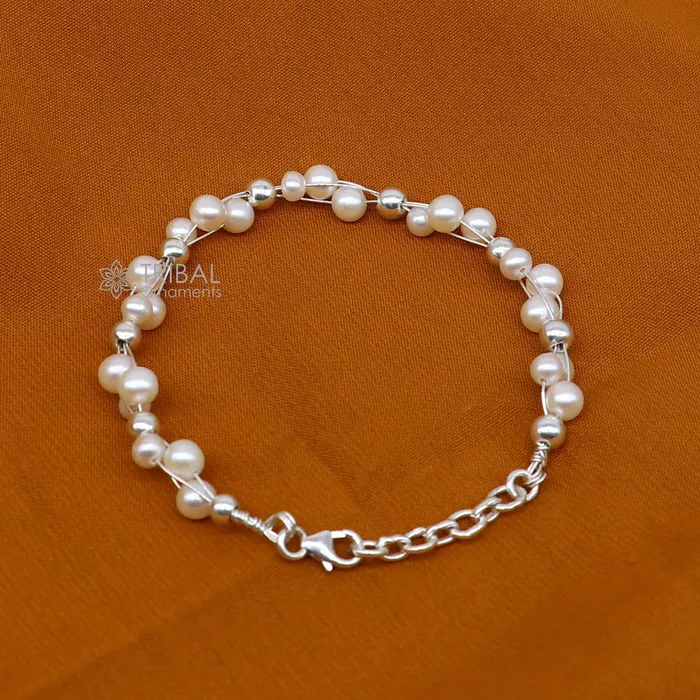 Bracelets TRIBAL ORNAMENTS 925 sterling silver handmade customized beaded bracelet awesome natural pearl unisex bracelet gifting jewellery for girls sbr744 Bracelets TRIBAL ORNAMENTS 925 sterling silver handmade customized beaded bracelet awesome natural pearl unisex bracelet gifting jewellery for girls sbr744