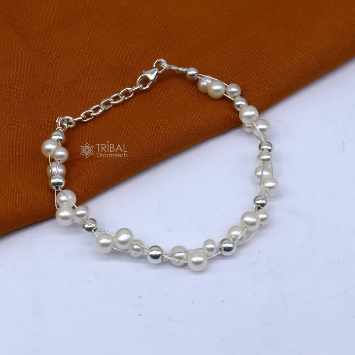 Bracelets TRIBAL ORNAMENTS 925 sterling silver handmade customized beaded bracelet awesome natural pearl unisex bracelet gifting jewellery for girls sbr744 Bracelets TRIBAL ORNAMENTS 925 sterling silver handmade customized beaded bracelet awesome natural pearl unisex bracelet gifting jewellery for girls sbr744