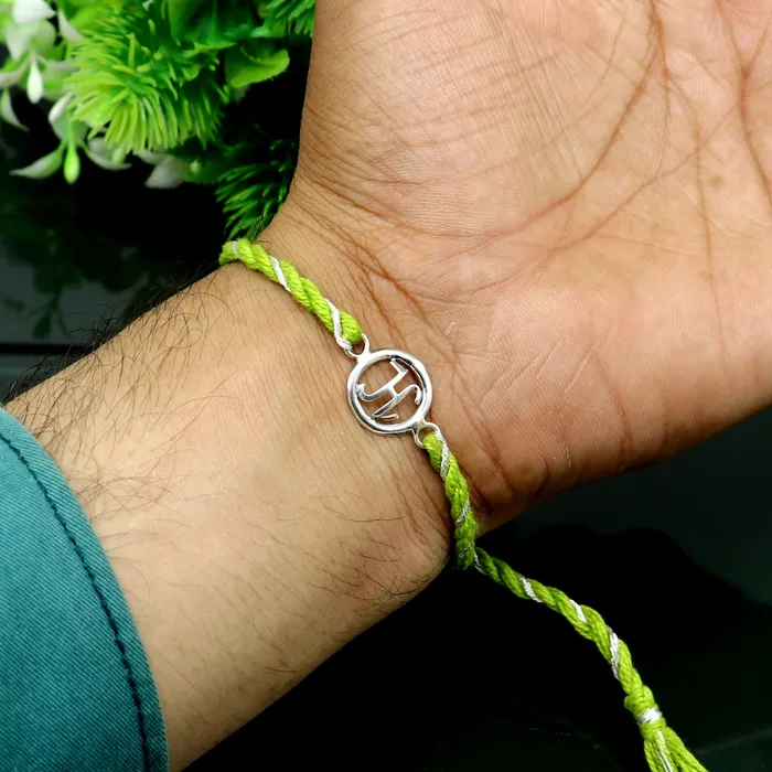 Bracelets TRIBAL ORNAMENTS 925 sterling silver handmade English Alphabet H design Rakhi Bracelet amazing stylish gift for Rakshabandhan rk23 Bracelets TRIBAL ORNAMENTS 925 sterling silver handmade English Alphabet H design Rakhi Bracelet amazing stylish gift for Rakshabandhan rk23