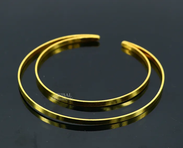 Bracelets TRIBAL ORNAMENTS 925 sterling silver handmade gold polished bangle bracelet double layer cuff kada jewelry tribal belly dance jewelry from india hnssk731 Bracelets TRIBAL ORNAMENTS 925 sterling silver handmade gold polished bangle bracelet double layer cuff kada jewelry tribal belly dance jewelry from india hnssk731