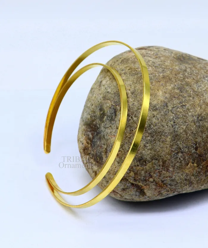 Bracelets TRIBAL ORNAMENTS 925 sterling silver handmade gold polished bangle bracelet double layer cuff kada jewelry tribal belly dance jewelry from india hnssk731
