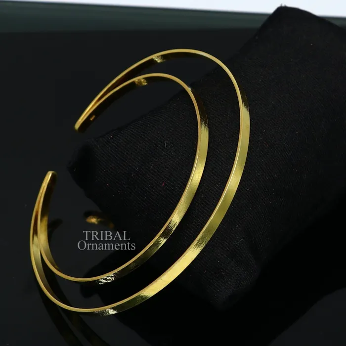 Bracelets TRIBAL ORNAMENTS 925 sterling silver handmade gold polished bangle bracelet double layer cuff kada jewelry tribal belly dance jewelry from india hnssk731