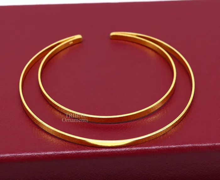 Bracelets TRIBAL ORNAMENTS 925 sterling silver handmade gold polished bangle bracelet double layer cuff kada jewelry tribal belly dance jewelry from india hnssk731